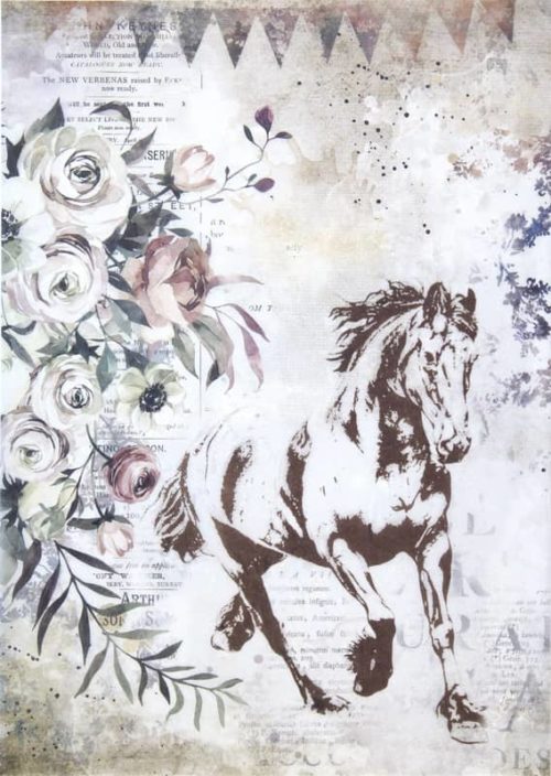 Rice Paper - Romantic horses Running Horse - DFSA4579