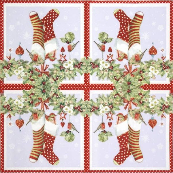 Paper Napkin - Chaussettes avec Guirlande red