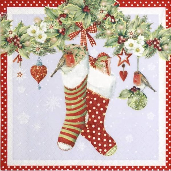 Lunch Napkins (20) - Chaussettes avec Guirlande red