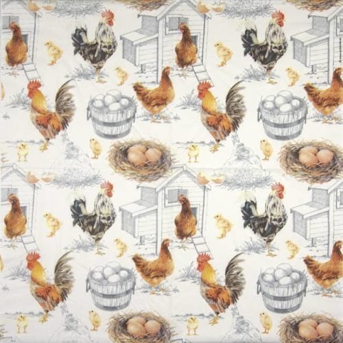 Paper Napkin Chicken Farm with eggs