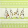 Paper napkin musical rabbits on a green background