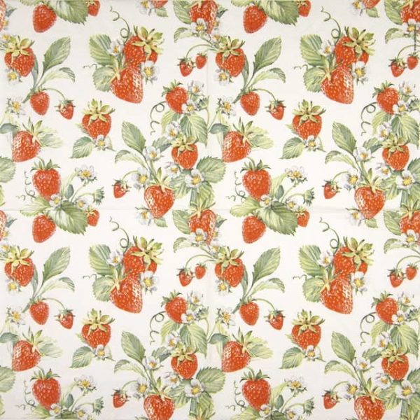 Paper Napkin red strawberries on the vine