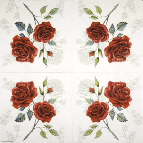 Paper napkin two red roses