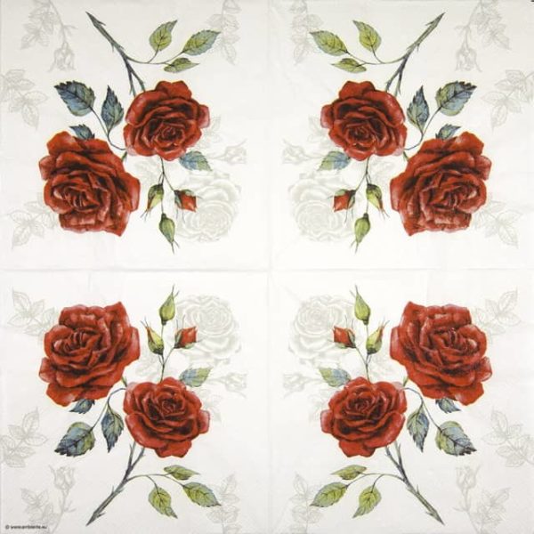 Paper napkin two red roses