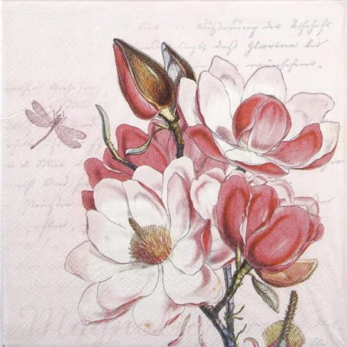 Paper Napkin pink magnolia flower