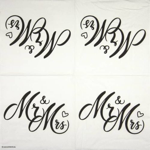 Mr & Mrs Classic Black White wedding paper napkin