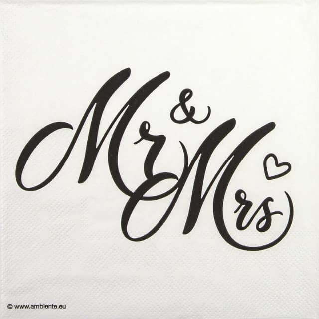 Mr & Mrs Classic Black White wedding paper napkin