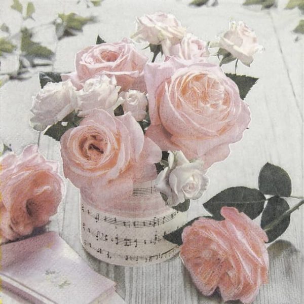 Paper Napkin - Music Roses Vintage