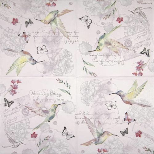 Paper Napkin - Pale Hummingbirds
