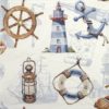 Paper Napkin with lighthouse, anchor, steering wheel images