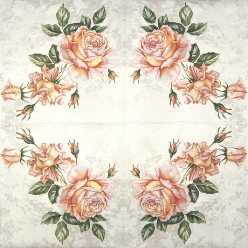 Paper napkin vintage pink roses