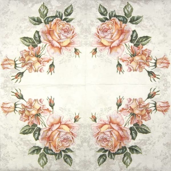 Paper napkin vintage pink roses