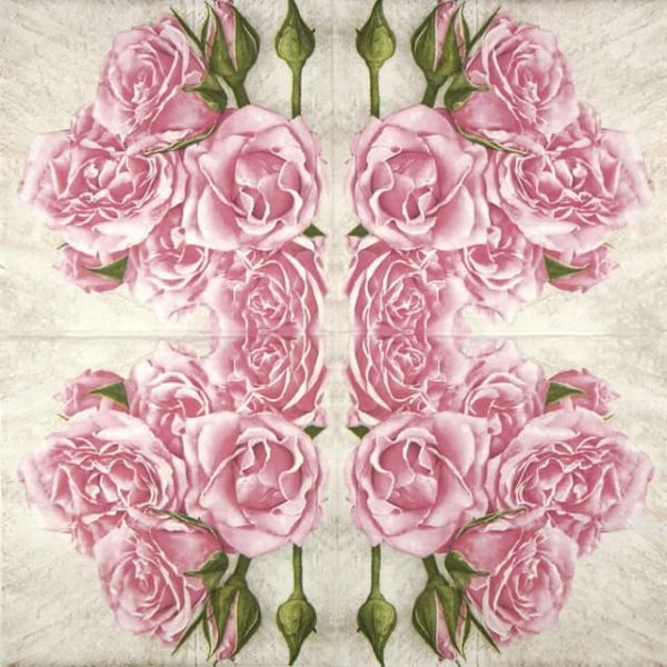 Paper napkin Light Pink Roses with Buds