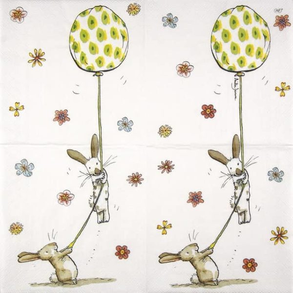 Paper Napkin - Anita Jeram: Bunnies with Balloon