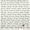 Paper napkin I love you handwritten calligraphy black and white