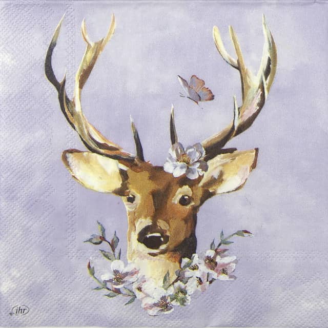 Paper Napkin head of deer on lilac background