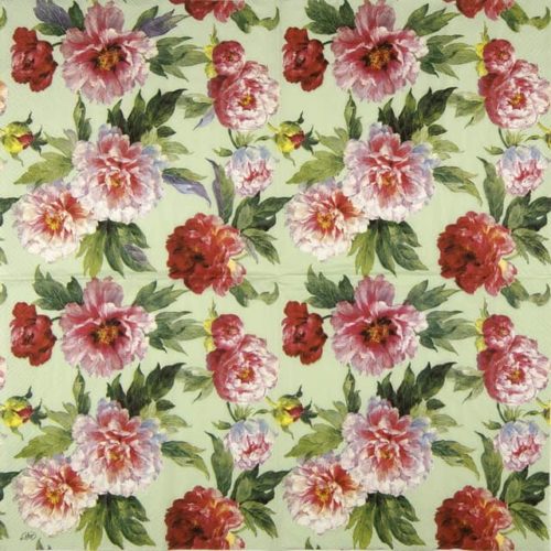 Paper Napkin roses on light green background
