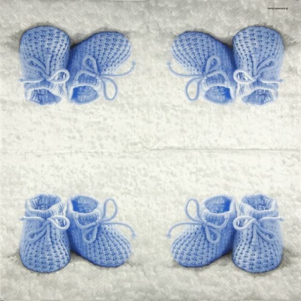 Single Paper Napkin - Baby Boy Booties - Image 2