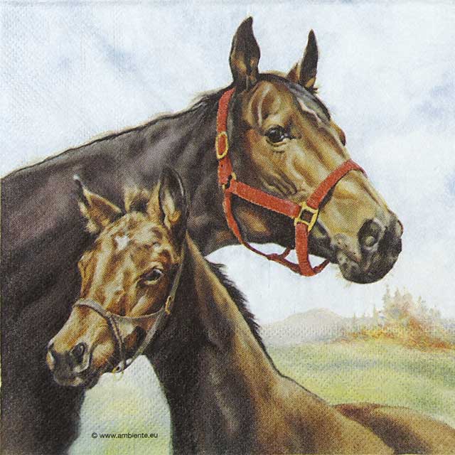 Paper Napkin two brown horses