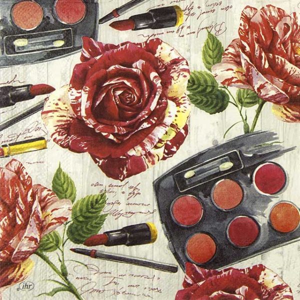 Paper napkin makeup collection and roses