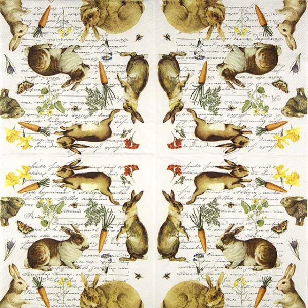 Paper Napkin hare bunny and carots