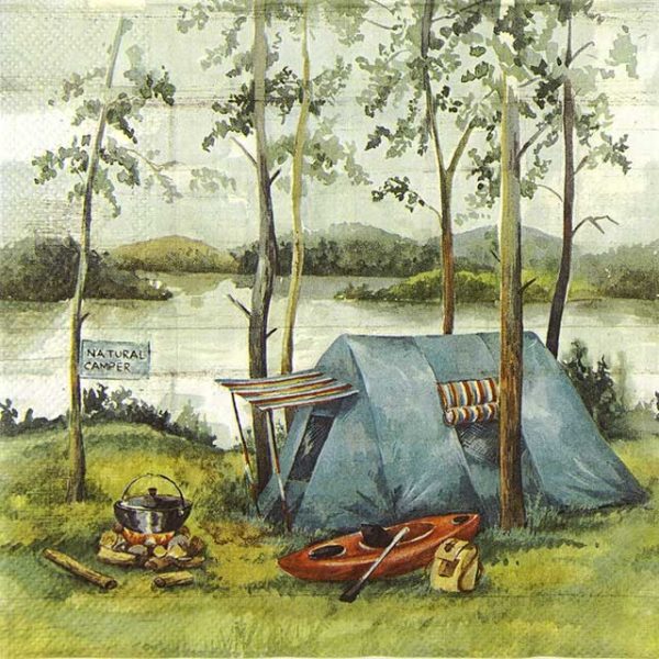 Paper Napkin camping on the river bank