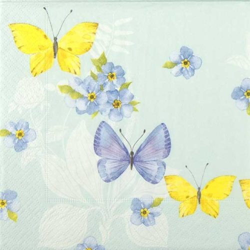 Paper Napkin Blue Yellow Butterflies