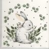 Paper napkin white bunny in the grass