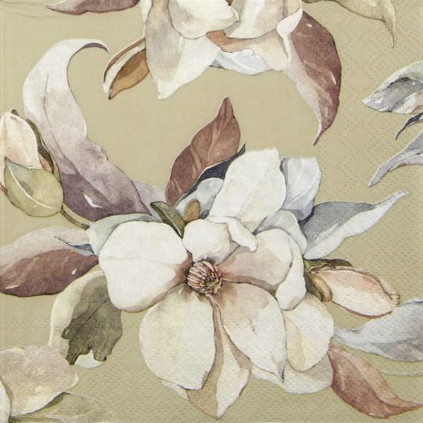 Paper napkin roses on linen background