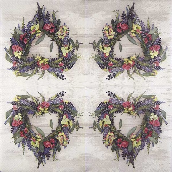 Paper Napkin heart shaped flower wreath