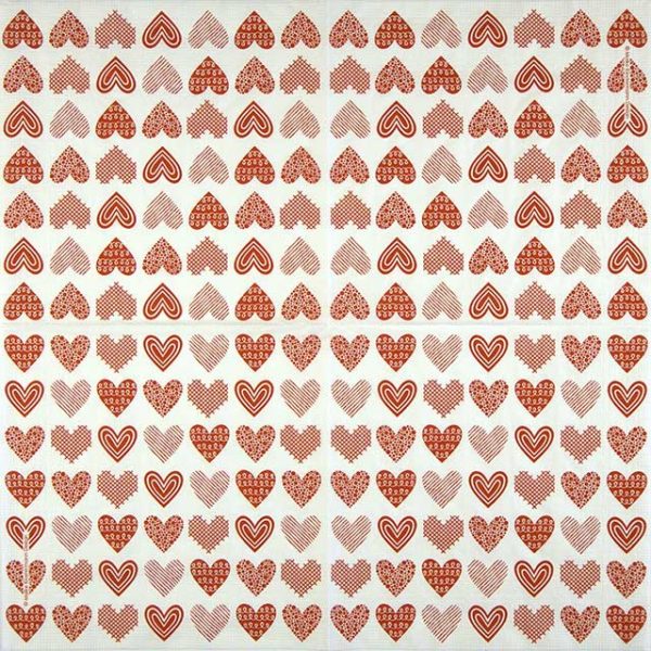 Paper Napkin Red Hearts