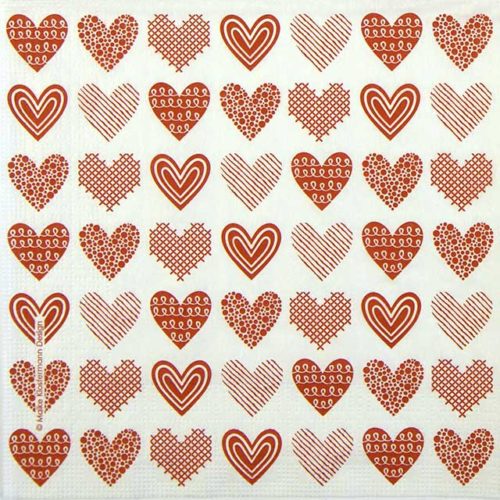 Paper Napkin Red Hearts
