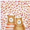 Paper Napkin Bear couple and pink heartss