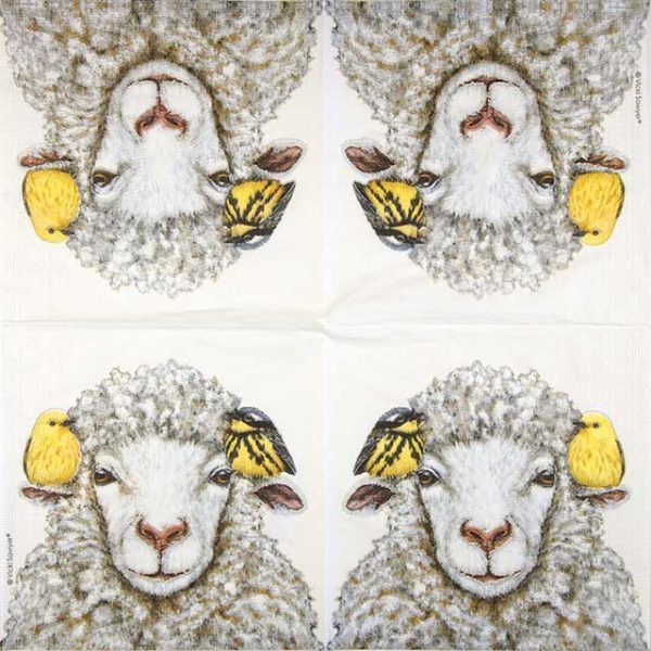 Paper Napkin sheep head with birds