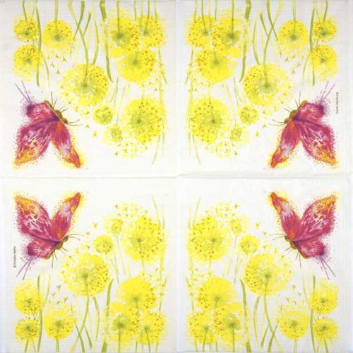 Paper Napkin Patrizia Netto Pink Papillon Yello Dandelion