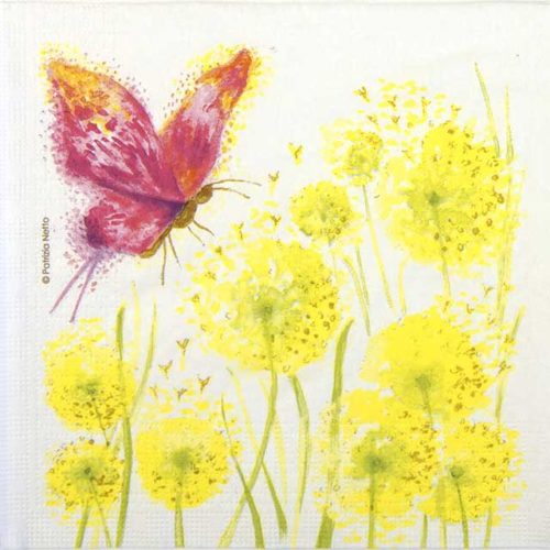 Paper Napkin Patrizia Netto Pink Papillon Yello Dandelion