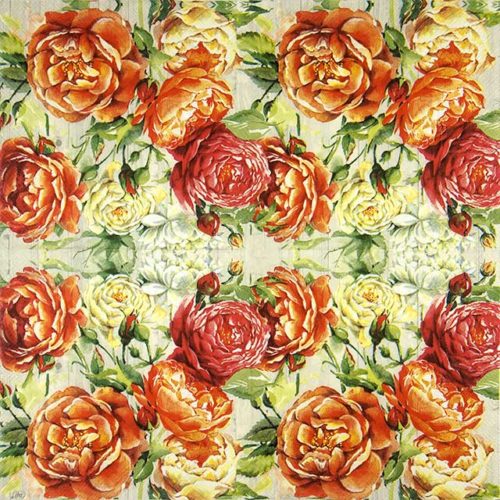 Paper napkin Apricot Roses on cream background