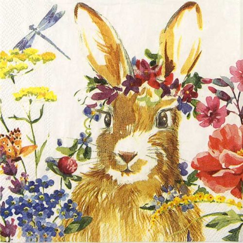 Paper Napkin Bunny with flowers