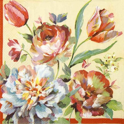 Paper Napkin painted flower bouquet Lizzy