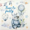 Paper Napkin cartoon party with hippopotamus blue