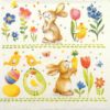 Paper Napkin Easter Rabbits Flowers