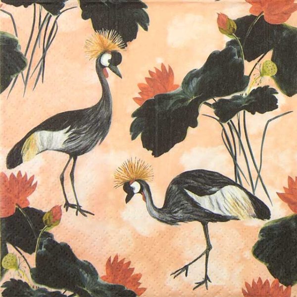 Paper napkin Crane Birds and flowers