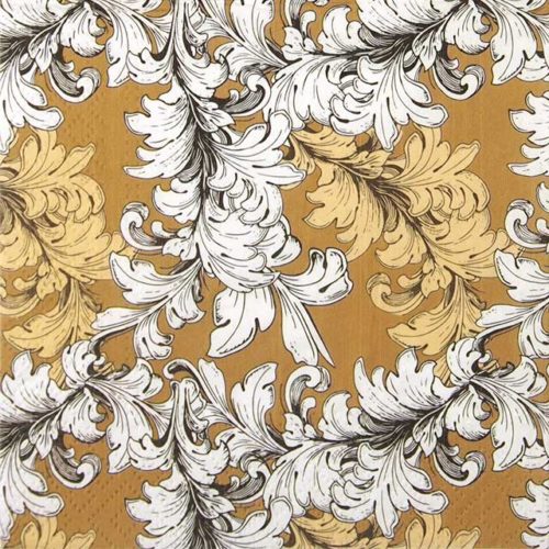 Paper Napkin Damask Ornament with white , beige and gold
