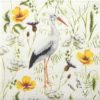 Paper Napkin Stork with flowers in Grassland