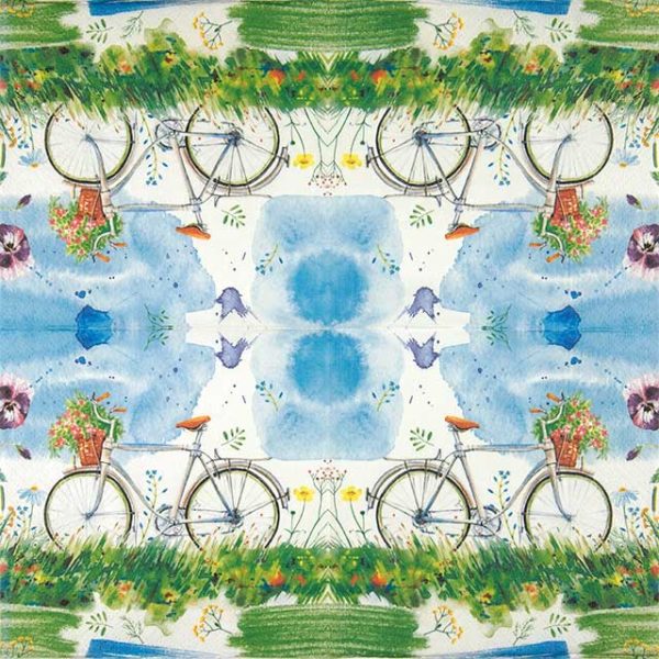 Paper Napkin Watercolor bicycle with flowers