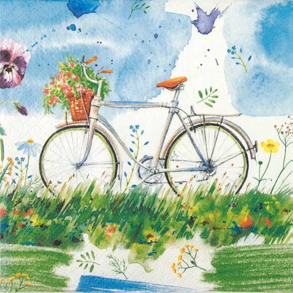 Paper Napkin Watercolor bicycle with flowers