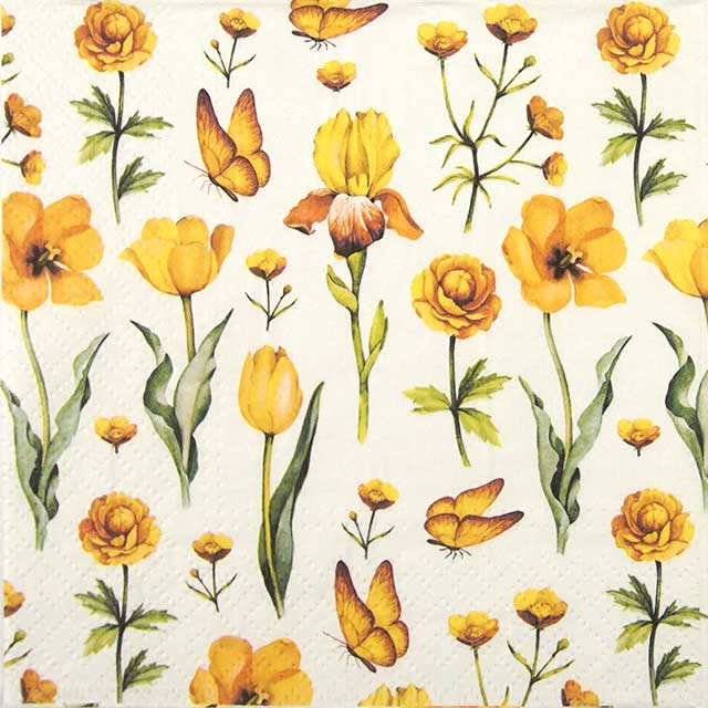 Paper Napkin Yellow Flowers