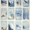 Rice Paper A/3 - Winter Forest Animals Cards blue - R0355L
