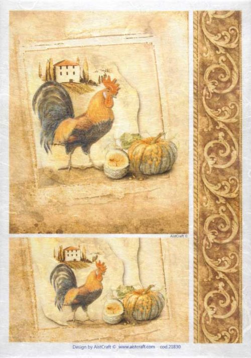 Rice Paper Rooster and Pumpkin