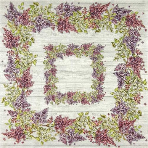Paper Napkin Lila Floreciente Lilac Flowers Border